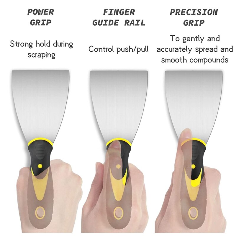5Pcs Putty Knife Set 1.5/2/3/4/5 Inch Spackle Knife Set Stainless Steel Cleaning Shovel for Remove Wallpaper