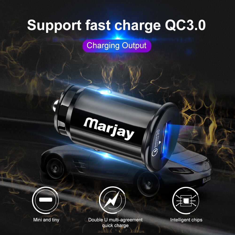 Charge rapide 3.0 Mini chargeur de voiture USB pour téléphone portable tablette GPS Charge rapide chargeur de voiture unique USB adaptateur de chargeur de téléphone de voiture