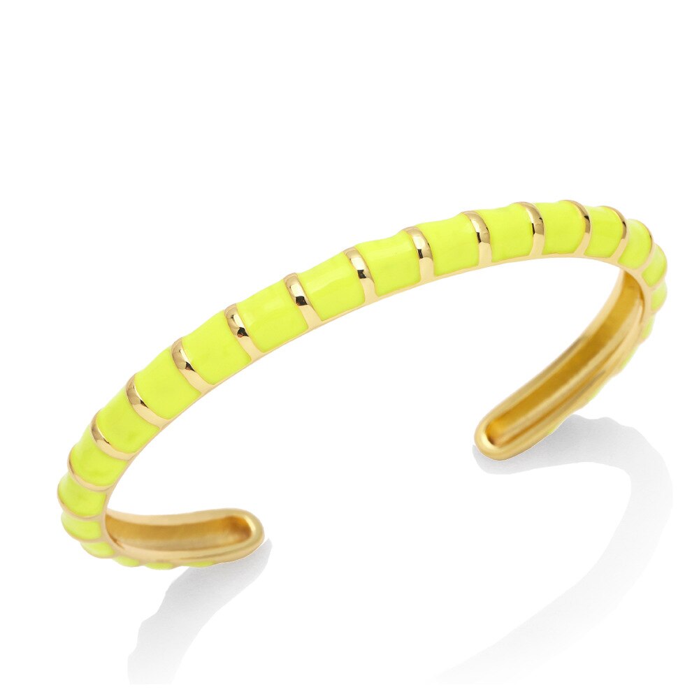 Y2K Mode Streep Emaille Manchet Armbanden Koperen Armband Armband 2022 Sieraden Voor Vrouwen Meisje Beach Party: Yellow