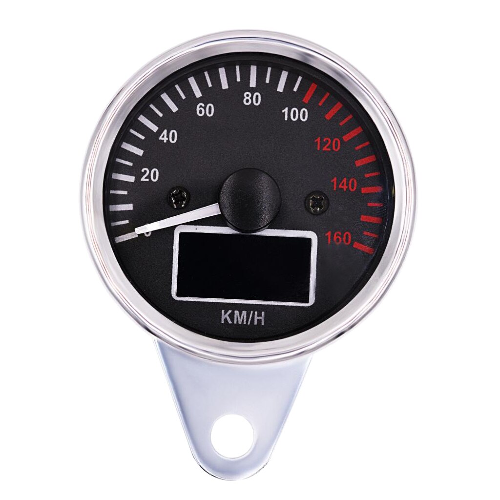 Waterproof 12V Motorbike Chrome LCD Speedometer Odometer Tachometer Multifunction Gauge