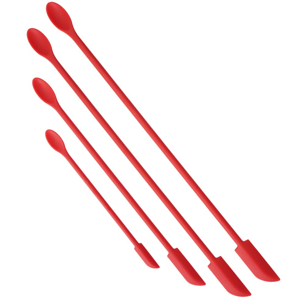 1/3/4Pcs Mini Silicone Spatula For Thin Jar Honey Makeup Butter Cake Spatula Double Head Spoon Spatula Set Kitchen Accessories: Red 4Pcs