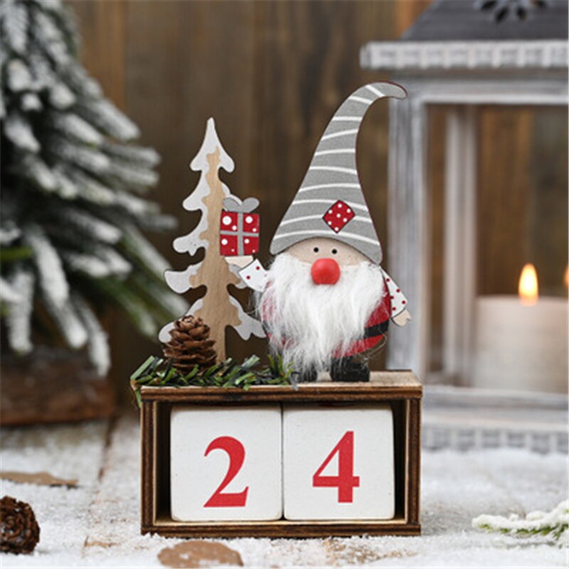 Santa Claus Wooden Pinecone Calendar Christmas Wooden Calendar Christmas Year Countdown Calendar Calendario Madera: B
