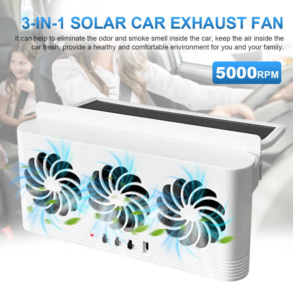 Ventilador de refrigeración de radiador de coche con energía Solar, elimina el olor Peculiar, ventilador de ventilación de ventana de coche, ventilador de ventilación automático alimentado por USB para vehículos