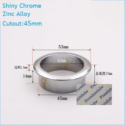 4 stk/parti mat sort krom zink plast skrivebordsbord skrivebordsgennemføring flange kabeludtag ryddeligt ledningshul dæksel pc ledningshåndtering: Zink krom 45mm
