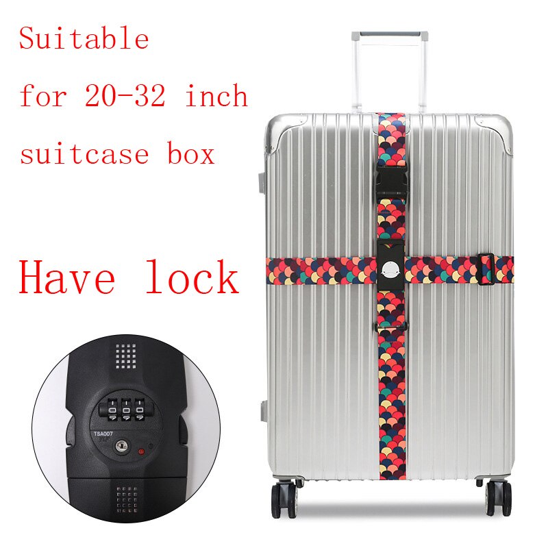 The Luggage rope Cross belt adjustable Travel Suitcase band Luggage elasticity Straps travel accessorie Suitcase box Straps: Have lock H2