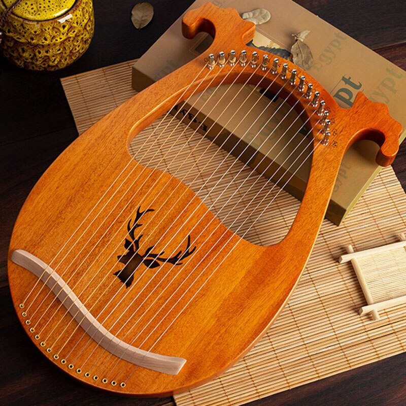 Mahogany Wood Harp 16 String 16 Tone Harp Portable Lyre Musical Instrument for Kids and Frends