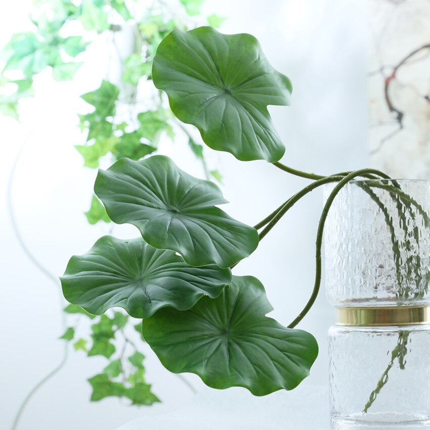 Kunstmatige zijde lotusblad groen lotusblad nep bloem woonkamer vaas bruiloft desktop accessoires nep bloem