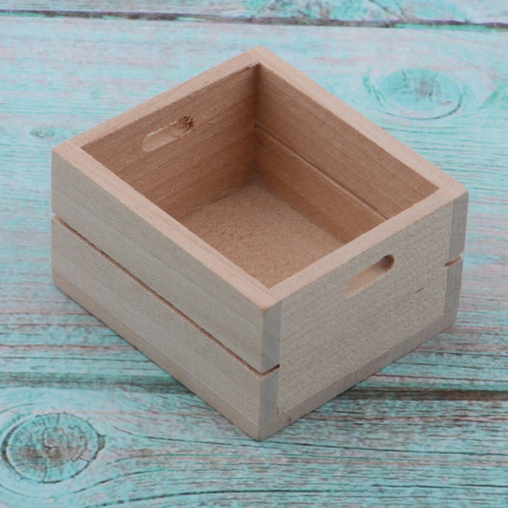 Poppenhuis miniatuur ( 1/12 schaal) van hout, opbergdoos voor groenten