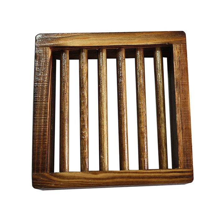 Naturlig træ bambus sæbe fad sæbe bakke holder opbevaring sæbe rack plade boks beholder til bad brusebad plade badeværelse: 10 x 10 x 2.8 cm