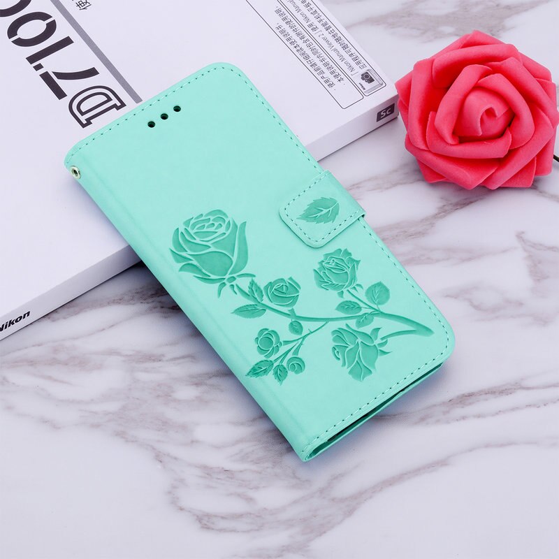For Samsung Galaxy A01 Core Case Leather Flip Wallet Cover For Samsung A01 Core A013 Rose Flower Embossing Protection Cases 5.3": Green