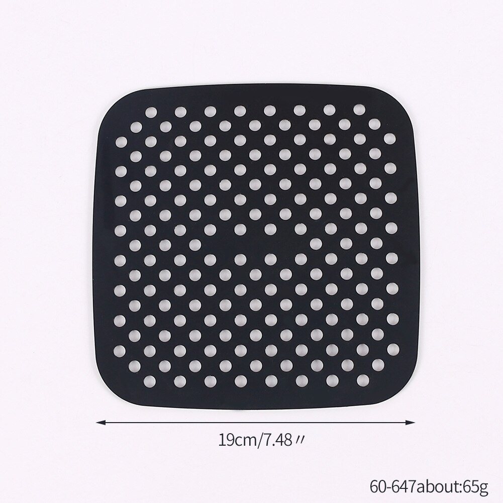 Silicone Air Fryer Liner Reusable Non-Stick Steamer Pad Cooking Mat Air Fryer grilles Air Fryer Baking Papers Bakeware Oil Mats: 19cm black square