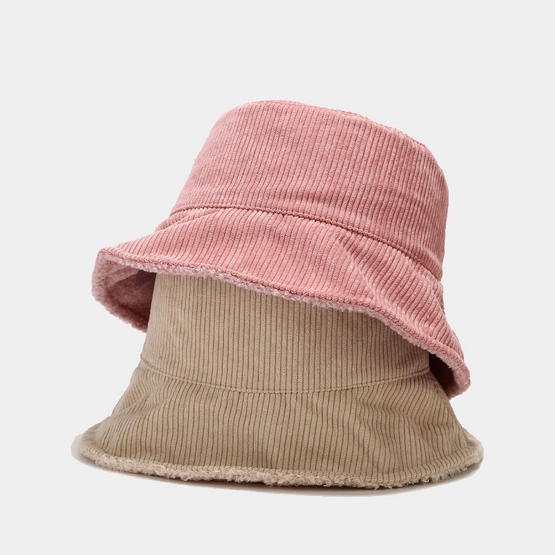 Foldbart efterår vinter spand hatte kvinder varm corduroy fisker kasket dobbeltsidet håndvask hat solid vindtæt flad top cap capeau