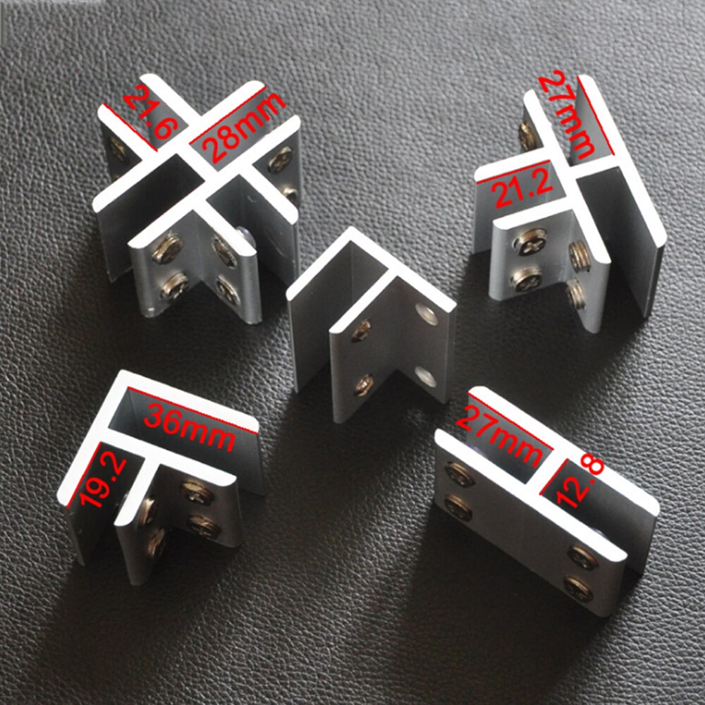 4 Pieces 8-10mm 10-12mm Aluminum Alloy L/T/X/H-Shaped Glass Acrylic Clip 90 Right Angle Connection 180 Connector Fixture