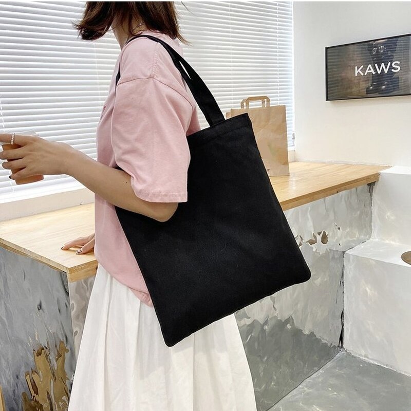 Large Capacity Canvas Tote Shoulder Bag Fabric Cotton Cloth Reusable Shopping Bag Eco Tote Bag Casual Beach HandBag Daily Use