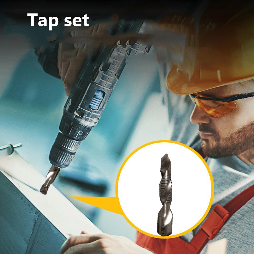 13pcs Tap Thread Metric Thread Tap Drill Bits Set M3-M10 Hex Shank Drill Bit Plated Screw Compound Tap and Drill Hand Tool Sets