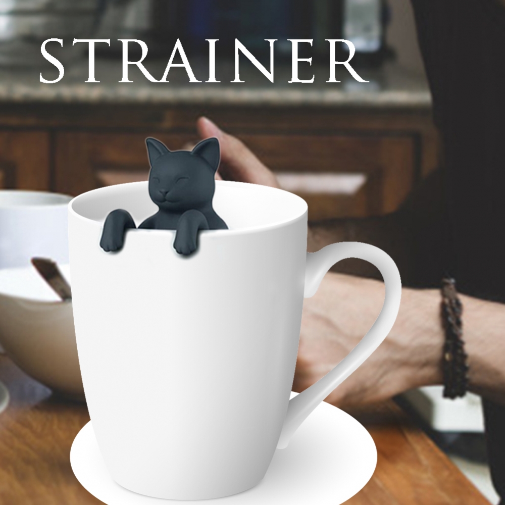 Black Grey Pet Cat Tea Infuser Food Grade Silicone Rubber Purrtea Animal Dog Tea Filter Tea Strainer