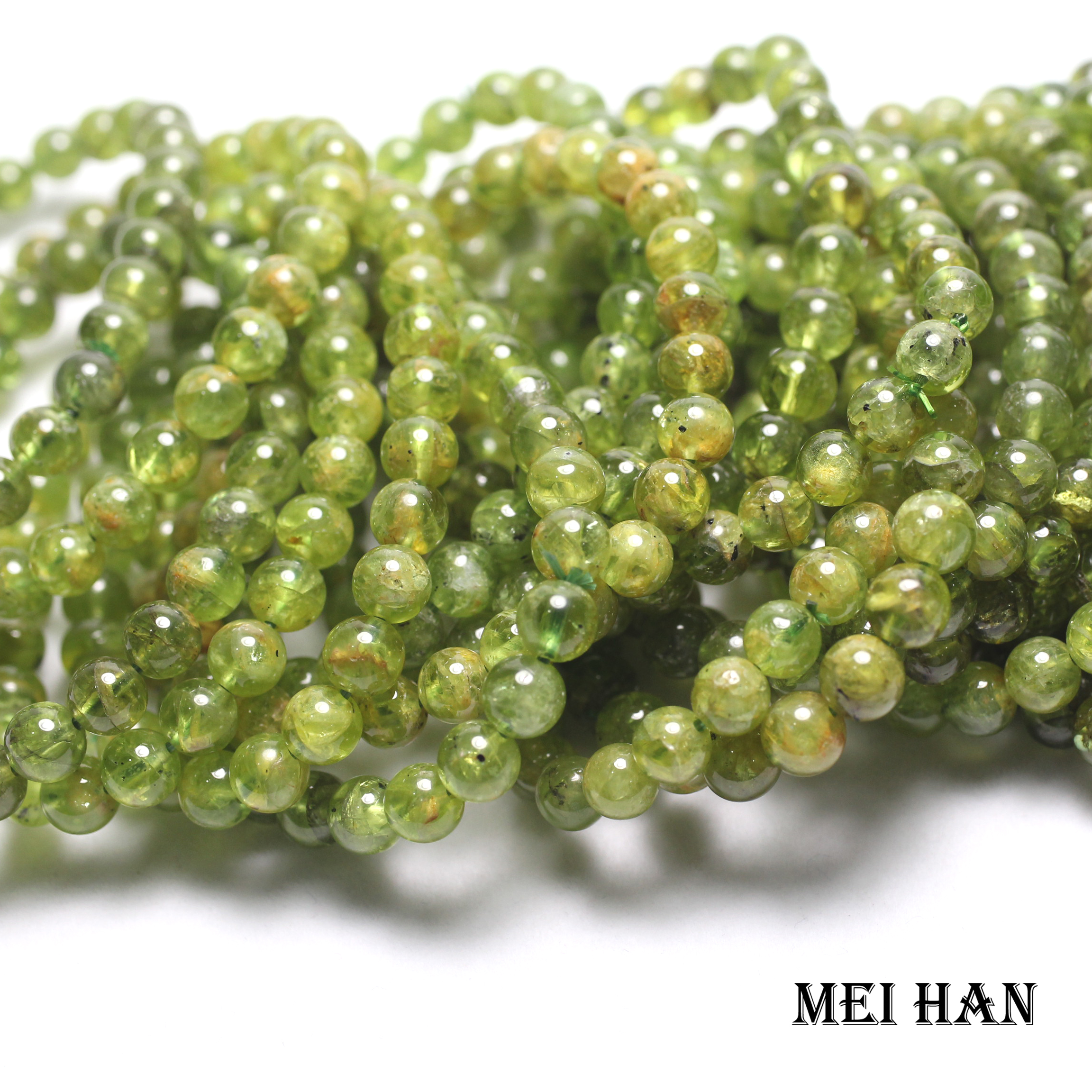 Meihan (26 kralen/set/14g) natuurlijke peridot 7mm +-0.3 ronde edelsteen kralen voor sieraden maken of