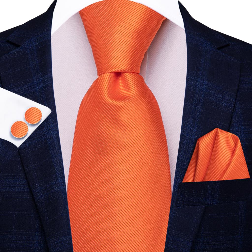 Hi-Tie-corbata de seda a rayas para hombre, corbata de boda a rayas de color naranja o dorado, pañuelo, para de negocios: SN-3392