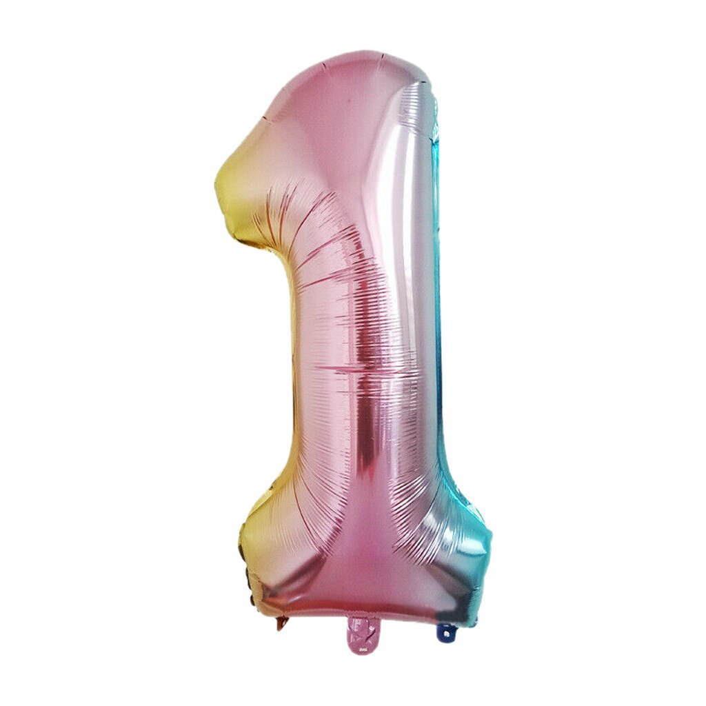 40 Inch Rainbow Gradient Number 0-9 Foil Digital Balloons For Birthday Party Doll House Furniture Mini for Children: B