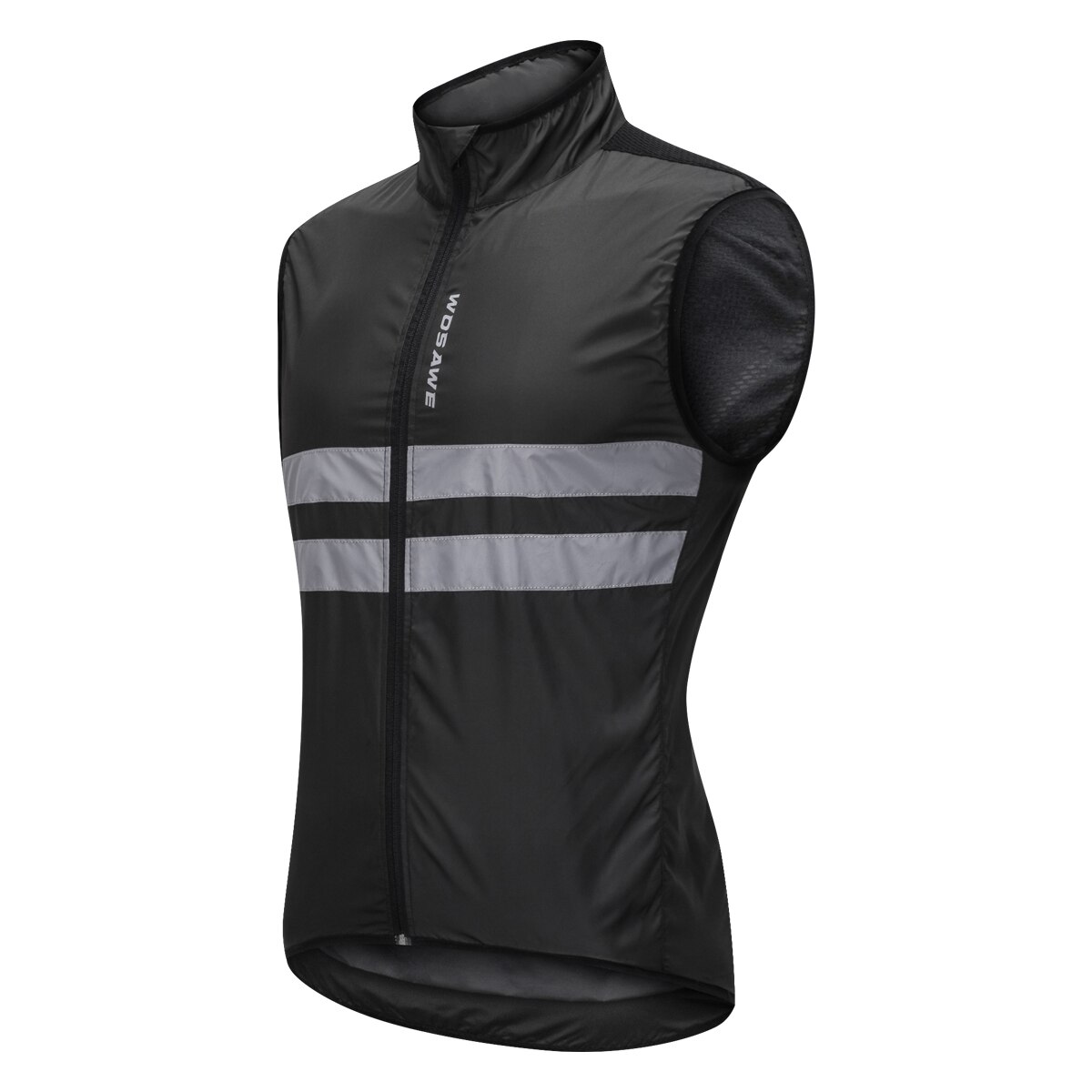 WOSAWE Männer der Motorrad Weste Reflektierende Gilet Voll Reißverschluss Reiter Hohe Sichtbarkeit Tasche Motorrad Lauf Sicherheit Weste: Schwarz / M