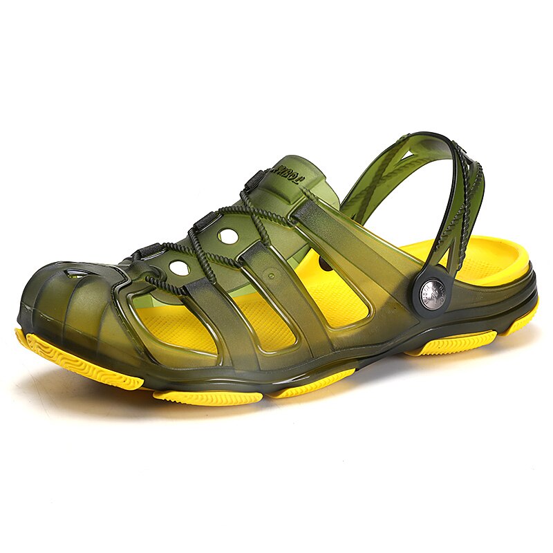 Crocse Comfortabele Mannen Zwembad Sandalen Zomer Outdoor Strand Schoenen mannen Slip Op Tuin Klompen Casual Water Douche Slippers Indoor: yellow / 45