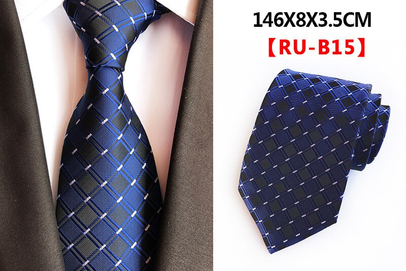 Ricnais 8cm Formal Tie Brown Yellow Plaid Striped Silk Necktie Suit Mens Silk Neck Tie For Man Business Wedding Party Gravata: 15