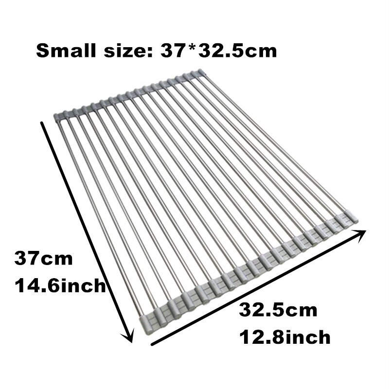 Large Roll-Up Dish Drying Rack Over The Sink Foldable Utensil Plates Holders Dish Rack Rustproof Silicone Dish Drainers: Small