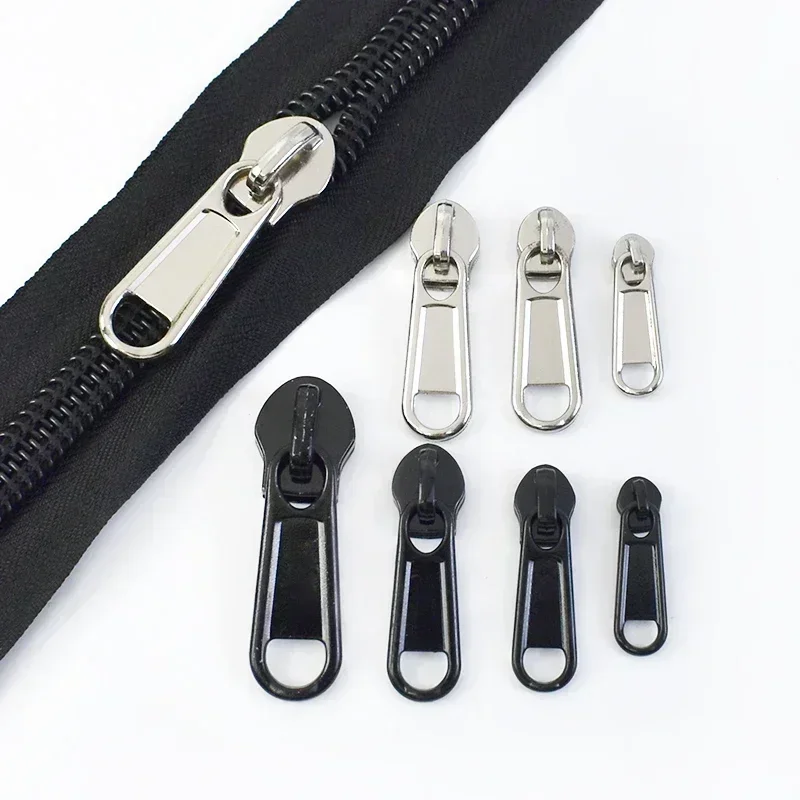 3 # 5 # 8 # 10 # Cremalleras de bobina de código negro de 10M, 10 Uds., deslizadores de cremallera, costura de ropa, tirador de cremallera, Kit de reparación de cremalleras, accesorio de cierres