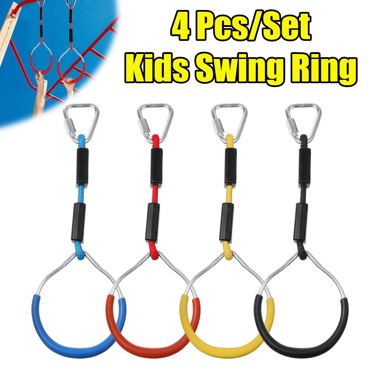 4PCS Swing Bar Rings Gymnastic Ring Climbing Hanging Rings Swings Children Climbing Equipment Playground For Kids Outdoor
