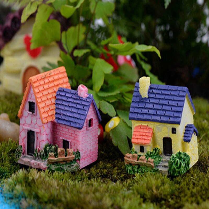 Mini House villa Woodland Fairy Figurines Castle DIY Fairy Garden Miniatures Castles Terrarium Figurines 1PCS