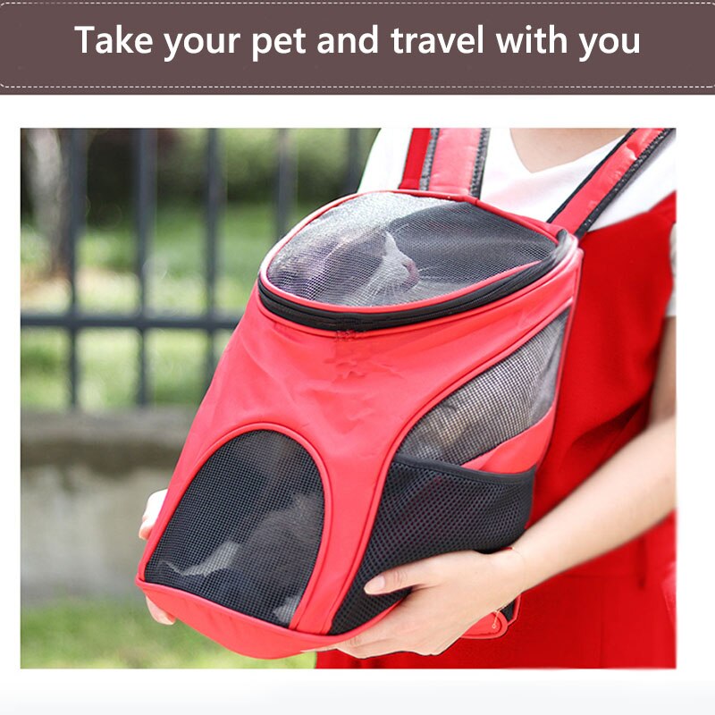 Foldable Pet Bag Carrier Backpack Dog Cat Outdoor Travel Carrier Packbag Portable Zipper Mesh Pet Out Bag Cat Backpack