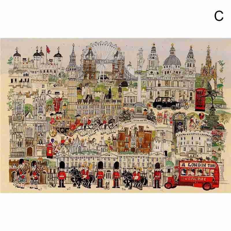 Jigsaw Paper Puzzles 1000 Pieces Self-assembling Scenery Puzzles Adults Puzzles Jigsaw Educational Toys Toy Landscape: C