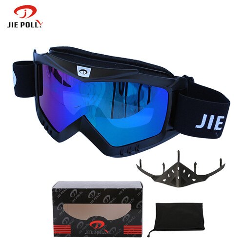 Winter skibril voor motorrijden anti-condens  uv400 bescherming heren dames sneeuw snowboardbril unisex skiën fietsbrillen: Matzwart