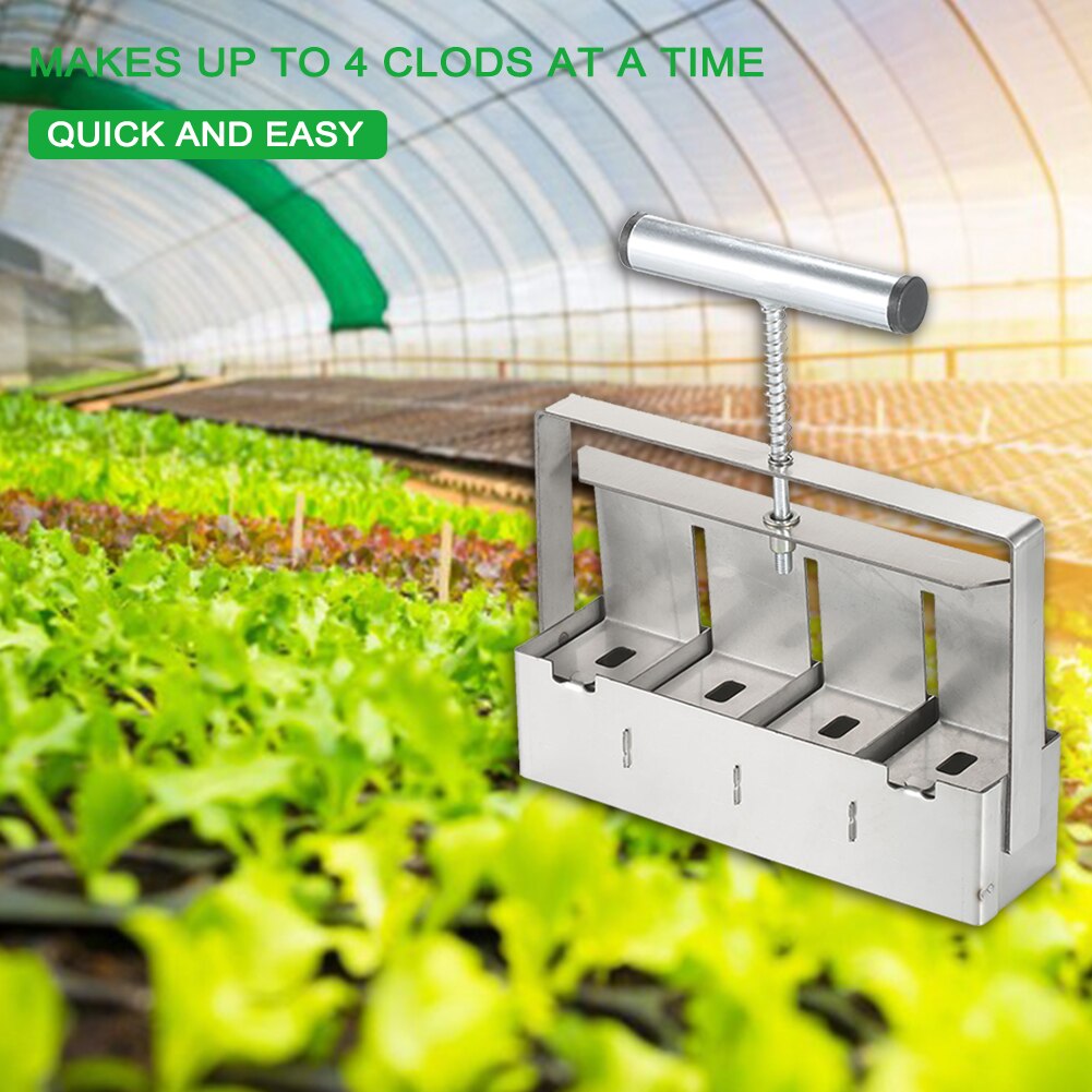 2 inch Manual Soil Blocker Stainless Steel Handheld Soil Block Maker with Handle Plant Soil Blocking Tool for Seedlings Starting
