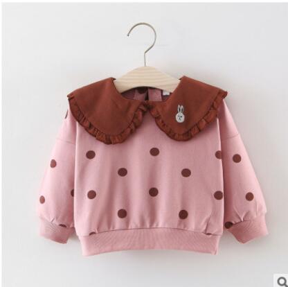 Chandail en coton pour filles coréennes | En fil d'épissure, à porter à même la peau, joli et généreux, avec dessin animé, printemps: Rose / 6M