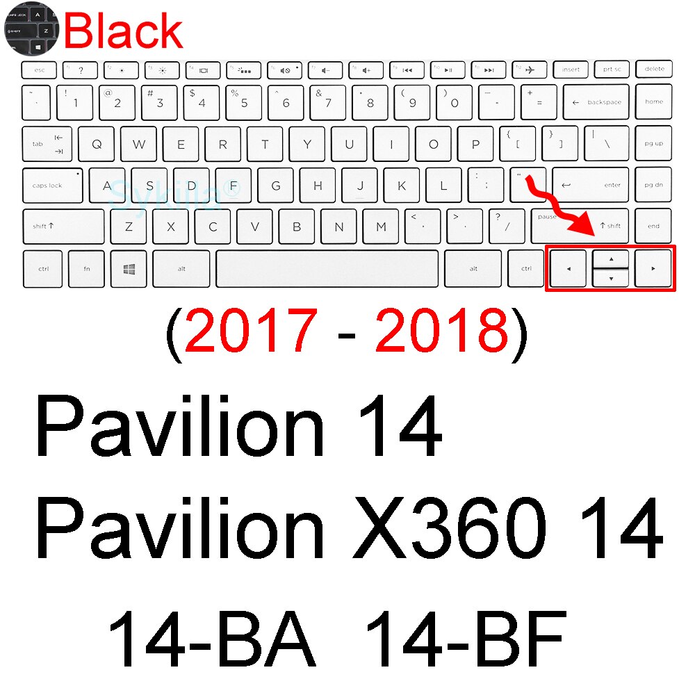 Keyboard Cover for HP Pavilion 14 X360 14t Touch 14t-dv 14t-dw 14t-dy 14-BA 14-BF 14-AB Silicone Protector Skin Case Accessories: Black 2017-2018