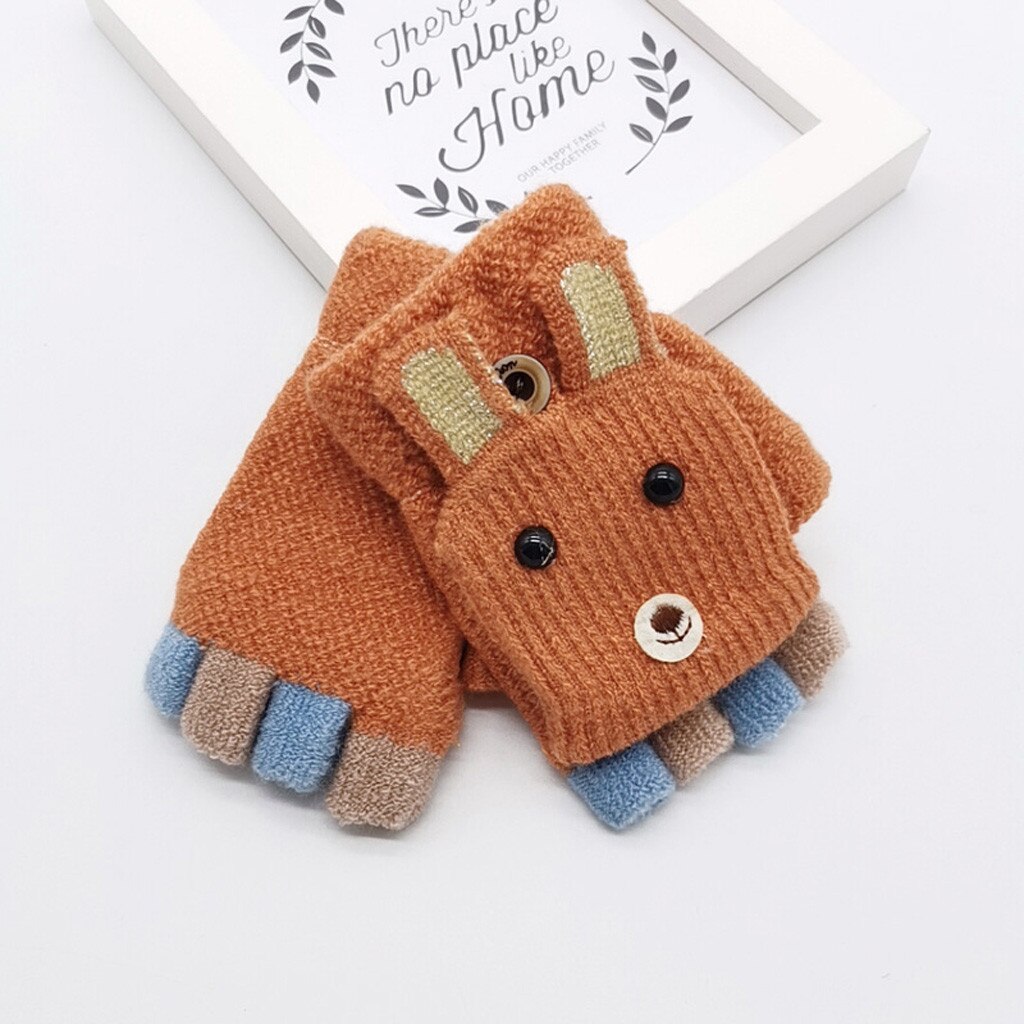 Kinder Kinder Handschuhe Winter Weihnachts Halbe Finger Geweih Cabrio Flip Top Handschuhe 1-3 Jahre Warme Gestrickte Handschuhe перчатки #15