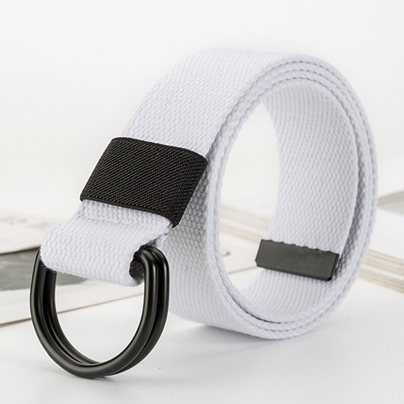 Kvinnor nylon canvas regnbåge långt bälte dubbel d metall svart spänne midjeband 16 stilar jeans vävd midjerem cinturon mujer
