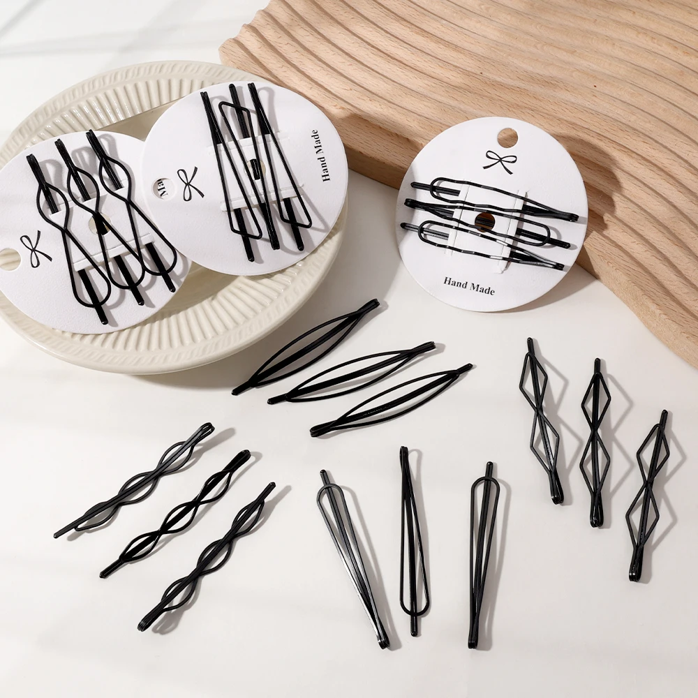 3/12 Uds pasadores de Metal negro pinzas para el cabello horquillas onduladas horquilla de Invisible BB Clip onda horquilla accesorios para el cabello