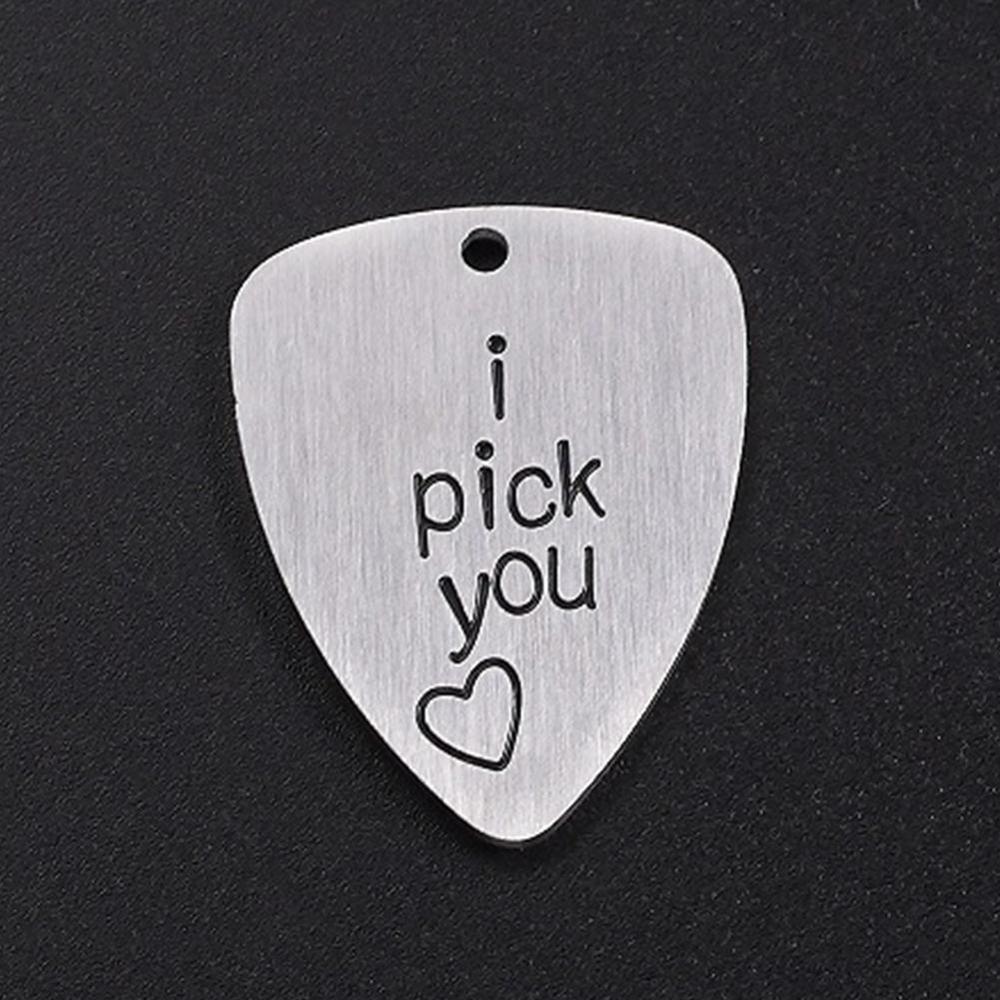 Médiator de guitare sculpté en acier titane, I Pick You Always & Forever, lettre gravée, Ukulele Pick, accessoire d'instrument de musique