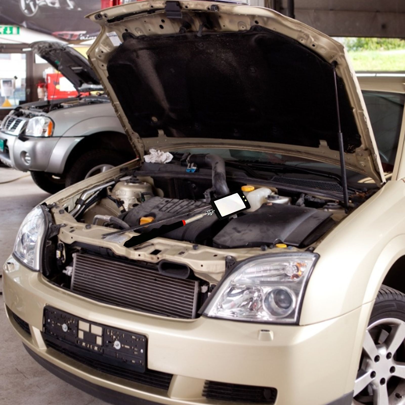 LED Telescoping Inspection Mirror Magnet Round Mirror Square Mirror Inspection Tool For Check The Condition Of The Custody