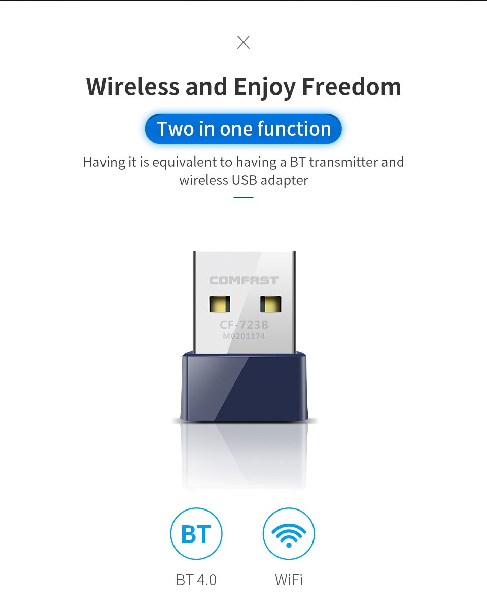 Comfast CF-723B Mini USB 2.0 150Mbps kabellos Wifi Adapter Dongle Empfänger Netzwerk LAN Karte PC Bluetooth 4,0 Empfangen & Übertragen