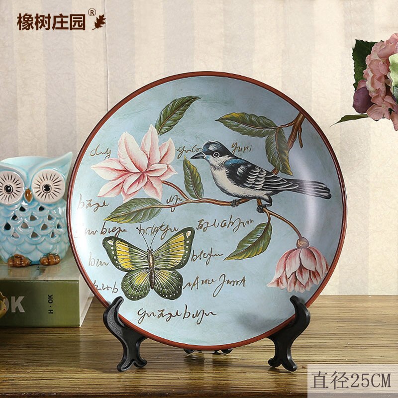 Amerikaanse Keramische Decoratieve Plaat Achtergrond Display Europese Home Restaurant Woonkamer Decoratie Muur Opknoping Plaat: 100922