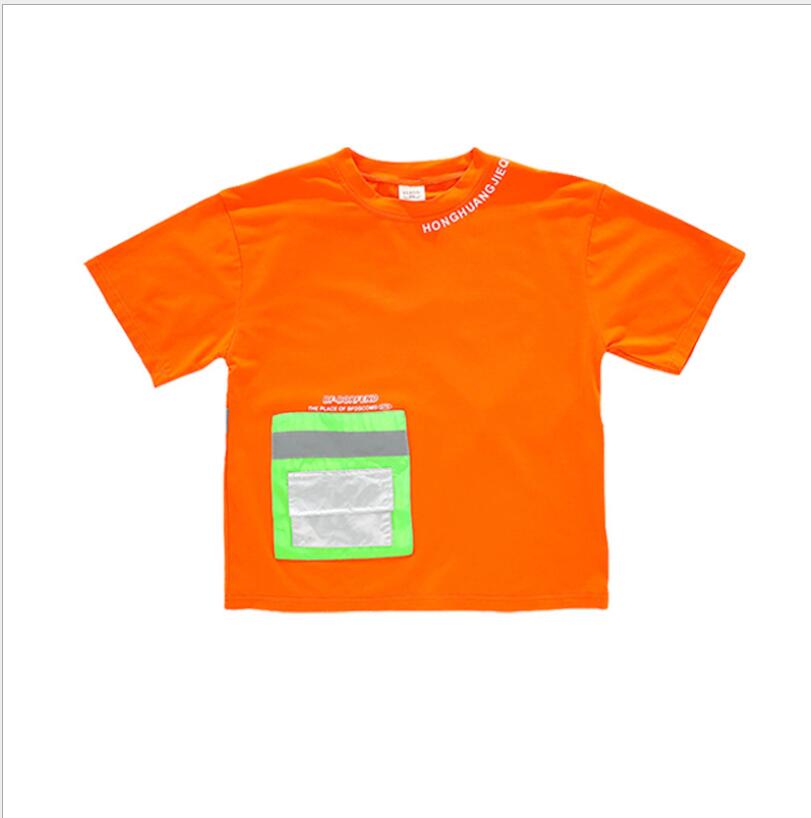 Kids Hip Hop Dansen Kleding Outfits Oversize Tshirt Tops Jogger Broek Jongen Meisjes Jazz Dans Kostuum Kleding Street Wear: Orange Tshirt / 170