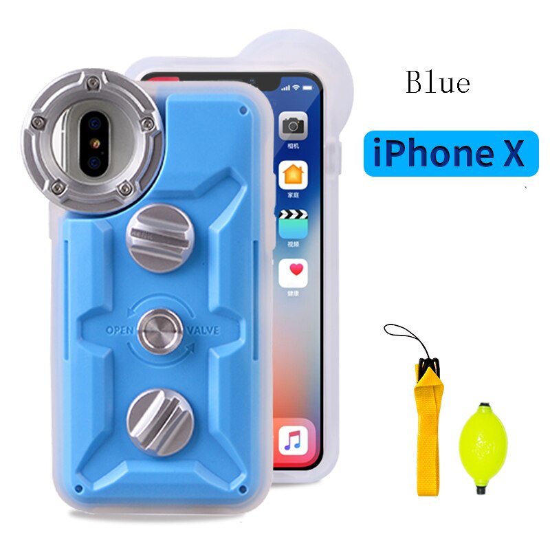 Waterproof Phone Case For Huawei P30 P20 P40 v30 Mate 30 Pro Diving Surfing Swimming Snorkeling Photo Video for xiaomi mi9 Cover: For iphone X Blue