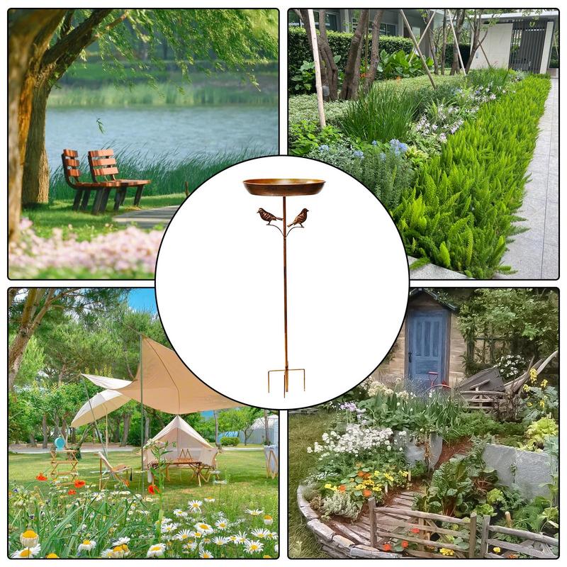 Vogelbecken für den Außenbereich, Metall-stehender Garten-Vogelbad-Schüssel, Metall-Vogelbad-Futterspender, rostfrei, 32 Zoll hoch, für Garten, Terrasse, Hof