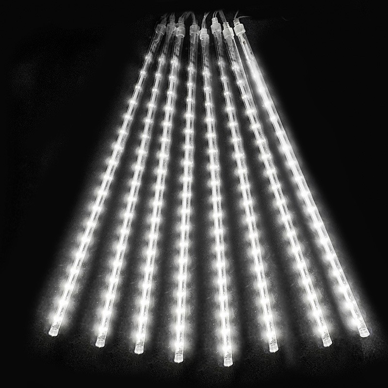 8 Tubes LED Meteor Shower Lights Outdoor Solar Christmas Decoration Light String Fairy Lights Street Garden Yard Decoration: Blue / 350W