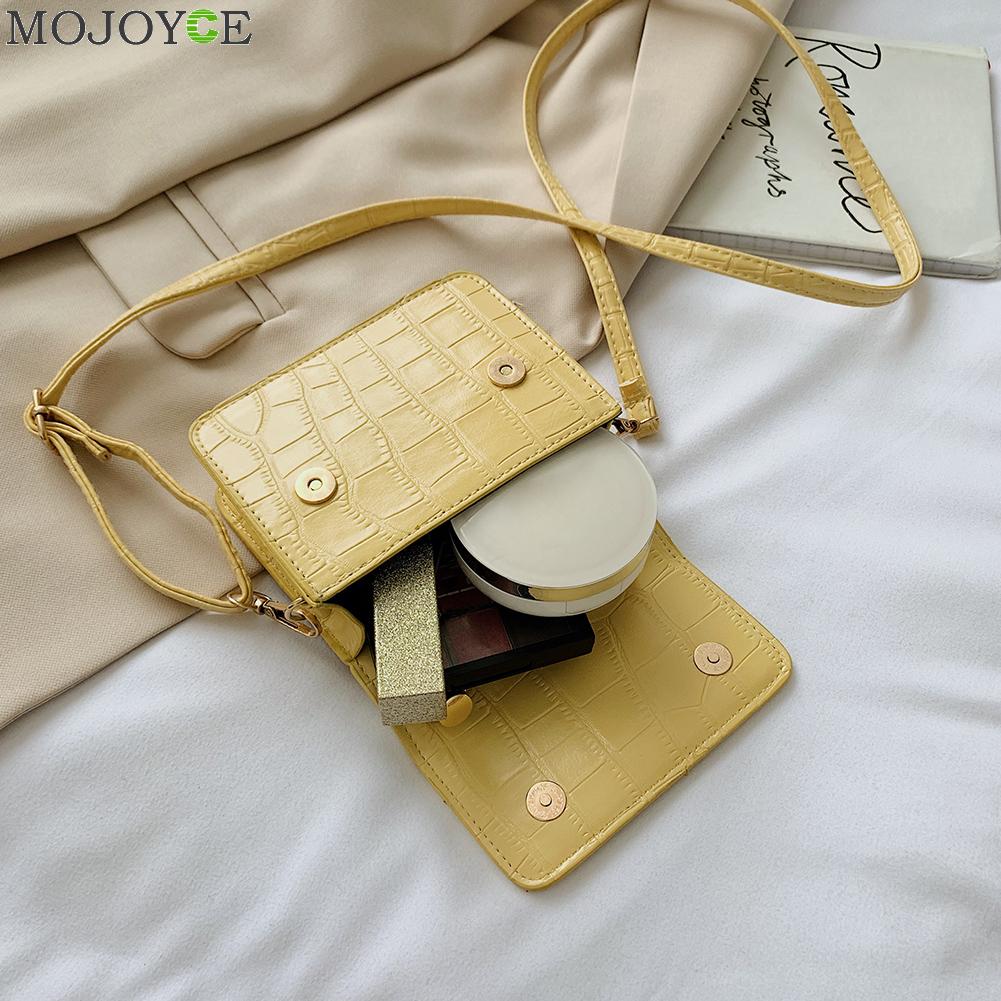 PU Leather Mini Shoulder Handbags Lady Stone Pattern Casual Pure Color Flap Tote Messenger Bags Women Pure Color Flap