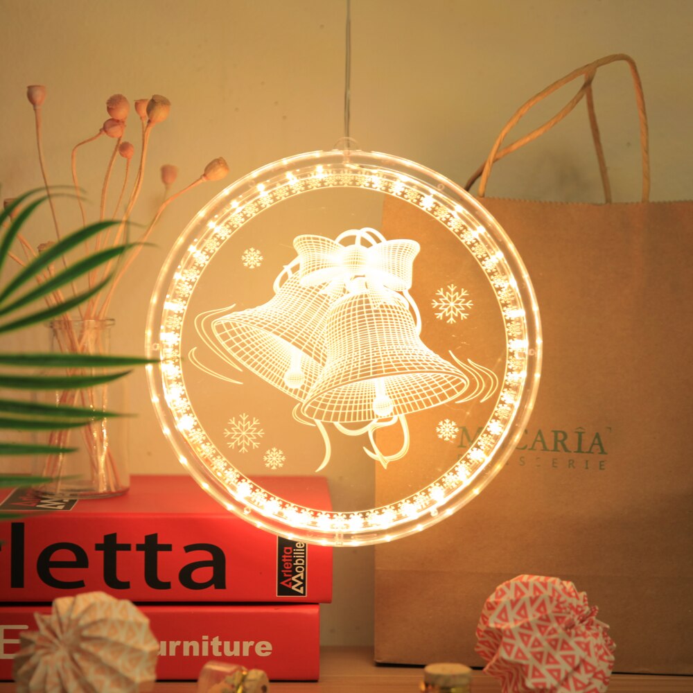 Led string lampa singel 3d hängande lampa heminredning modellering layout fönster julljus för vardagsrum inomhusbelysning: A2
