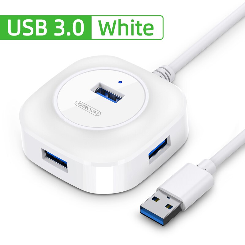 Joyroom USB Hub 3.0 Hub USB 2.0 Adapter 4 Ports Speed Multiple usb3.0 Adapter With Micro USB For Computer USB Splitter 0.25M: USB 3.0 Cable White
